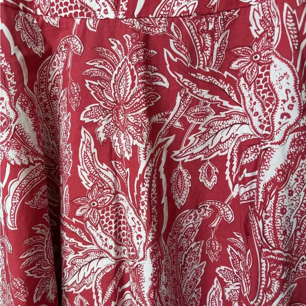 Talbots Dusty Red / Pink and White Floral A-Line Skirt. Size 16 - Picture 2 of 9